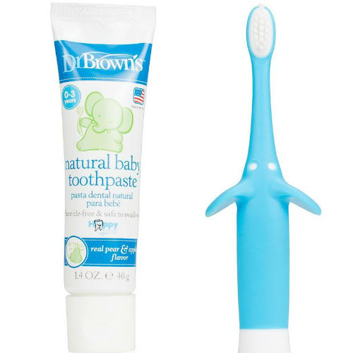 Dr Browns - Pasta Dental Natural Para Bebé Y Cepillo Celeste